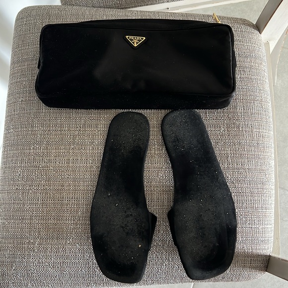 Prada slippers. Worn once indoor only for a fitting. Satin. Like new - Picture 2 of 4